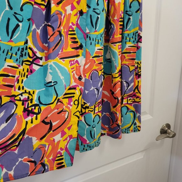 Vintage Retro-Print Vibrant Colourful Jaeger Set - Resortwear - Skirt and Blouse - Picture 16 of 16